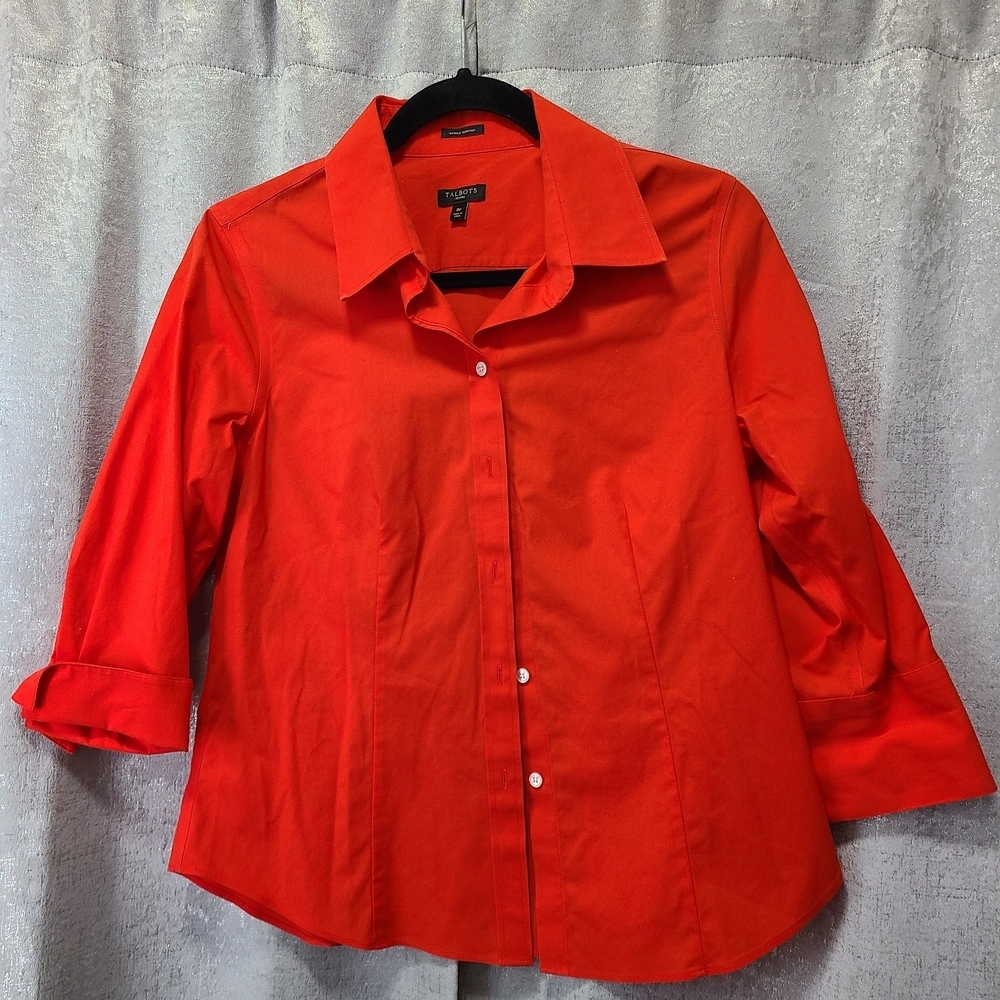 Talbots Bright Orange Button-Down Shirt Womens 8P
